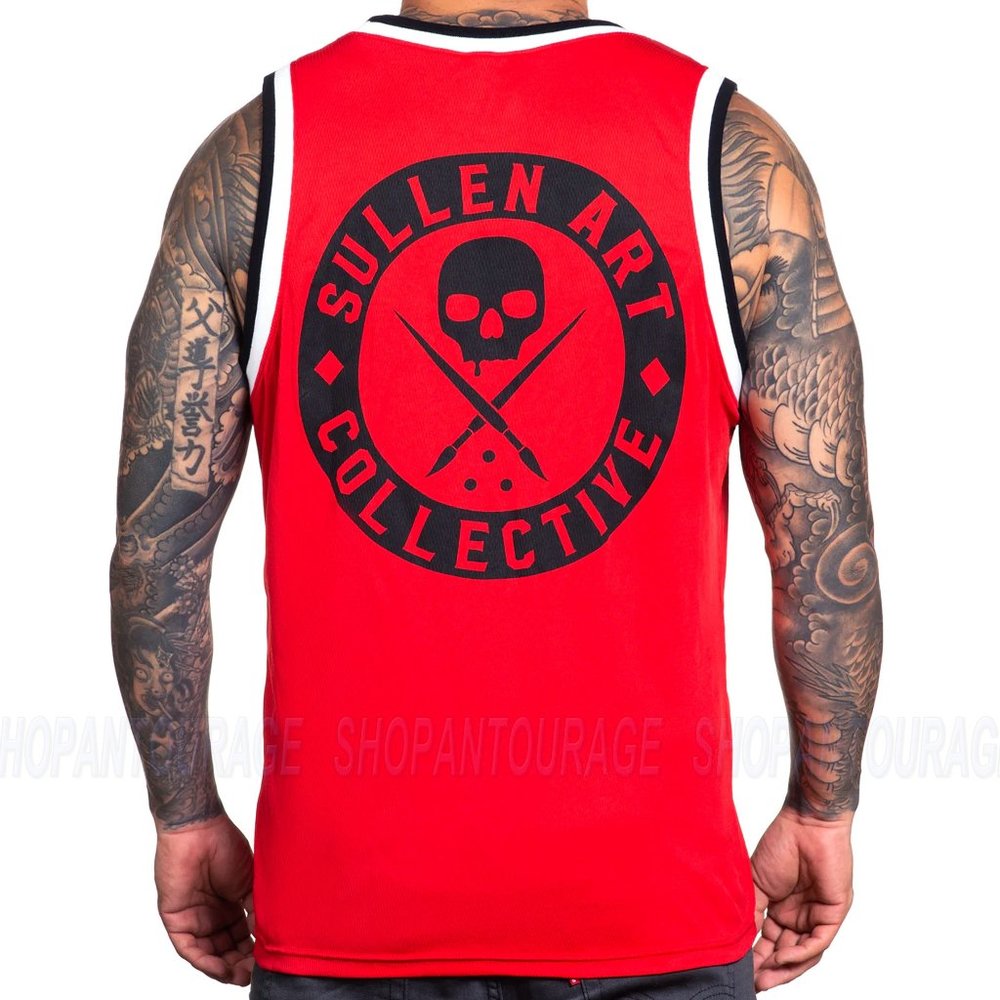 Sullen BOH Jersey Red SCM3181 New Premium Tattoo Skull Tank Top For Men
